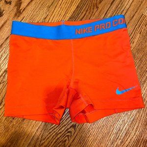 Neon Orange and Blue Nike Pro Biker Shorts